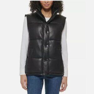 Marc New York Andrew Marc Faux Leather Puffer Vest, size L